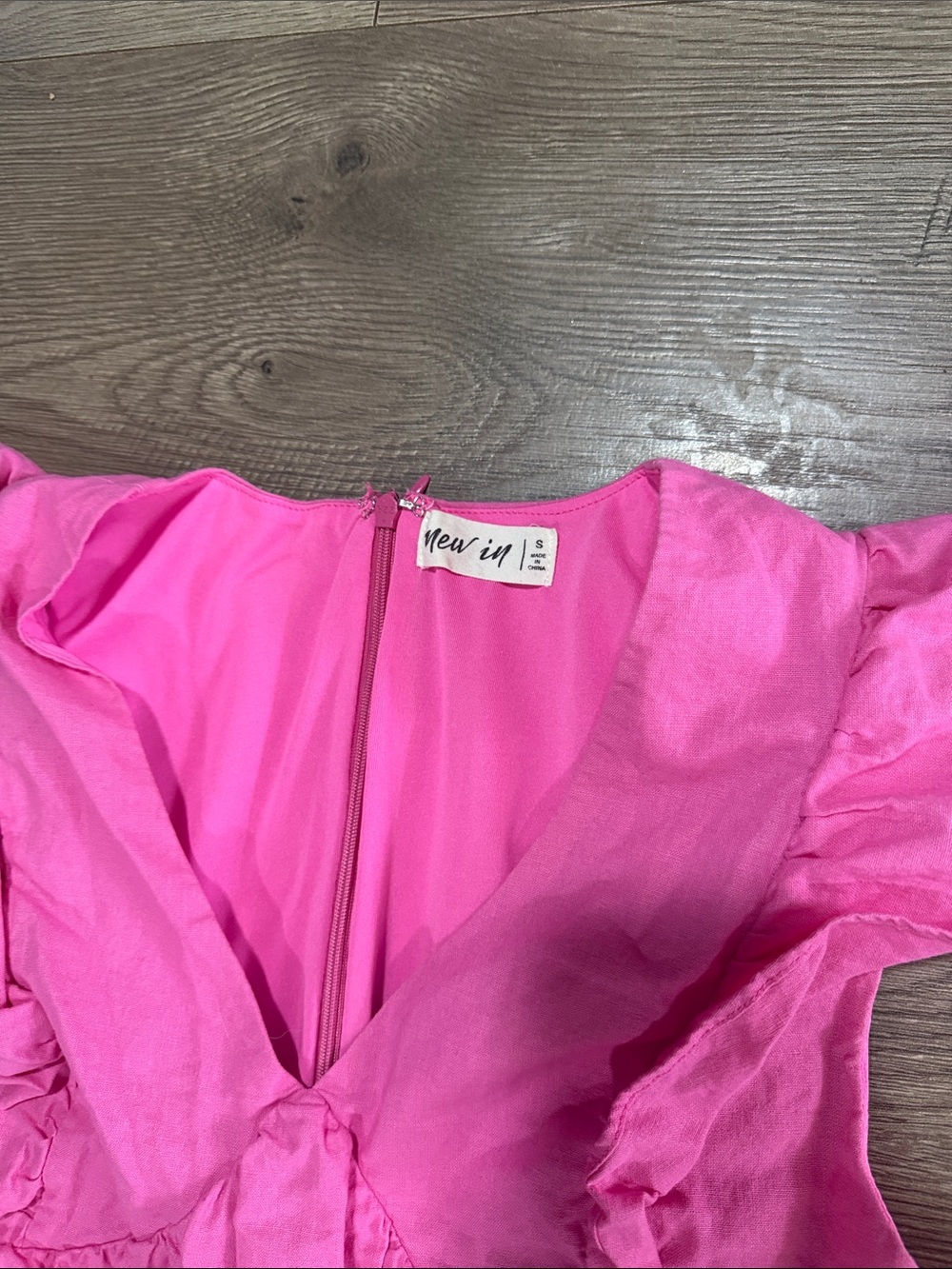 V-Neck Flutter Sleeve Midi Dress in Bright Pink - Picture 2 of 3
